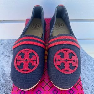 Tory Burch Raymond Espadrilles Navy/red Size 5 New